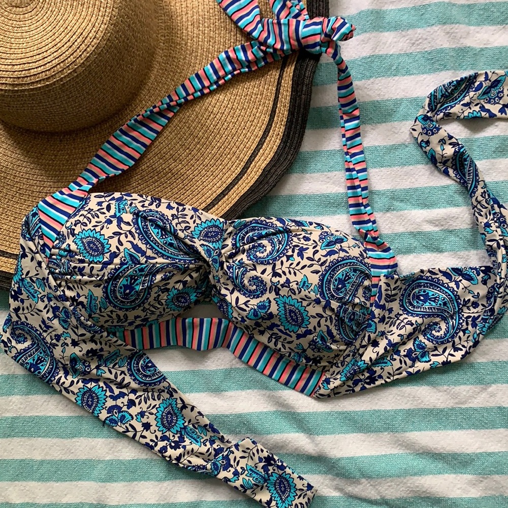 Cremieux Paisley/Striped Modest Bikini Top